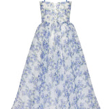 Floral Corset Midi Dress – Romantic Organza A-Line Silhouette