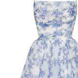 Floral Corset Midi Dress – Romantic Organza A-Line Silhouette