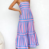 Playful Whimsy Stripe Midi Dress – Bold Summer Charm