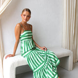 Playful Whimsy Stripe Midi Dress – Bold Summer Charm
