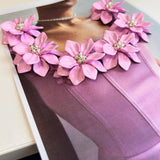 Women’s A-Line Mini Dress – 3D Floral Appliqué Strap Detail