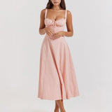 Women’s Corset Bustier Midi Dress – Sweetheart Neckline with Adjustable Straps