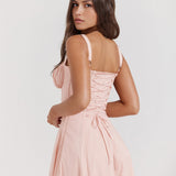 Women’s Corset Bustier Midi Dress – Sweetheart Neckline with Adjustable Straps
