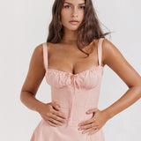 Women’s Corset Bustier Midi Dress – Sweetheart Neckline with Adjustable Straps