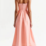 Women’s Elegant Spaghetti Strap Midi Dress – Flared Pleated A-Line Summer Dress