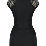 Women’s Embroidered Lace Cheongsam Mini Dress – Elegant Evening Bodycon