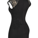 Women’s Embroidered Lace Cheongsam Mini Dress – Elegant Evening Bodycon