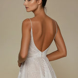 Women’s Evening Dress – Strappy A-Line with Sequin Detail