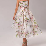 Women’s Fit & Flare Floral Midi Dress – Sleeveless A-Line Sundress