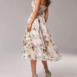 Women’s Fit & Flare Floral Midi Dress – Sleeveless A-Line Sundress