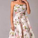 Women’s Fit & Flare Floral Midi Dress – Sleeveless A-Line Sundress