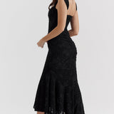 Women’s Lace Corset Maxi Dress – Sleeveless Ruched Hem Evening Gown
