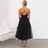 Women’s Midi Tulle Dress – Corset Bodice with Spaghetti Straps