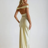 Women’s Off-Shoulder Satin Maxi Dress
