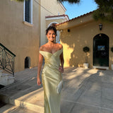 Women’s Off-Shoulder Satin Maxi Dress