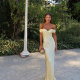 Women’s Off-Shoulder Satin Maxi Dress
