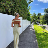 Women’s Off-Shoulder Satin Maxi Dress