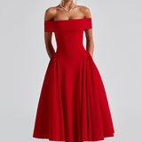 Women’s Off Shoulder Formal Midi Dress