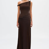 Women’s One-Shoulder Draped Maxi Dress – Elegant Asymmetrical Evening Gown
