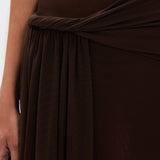 Women’s One-Shoulder Draped Maxi Dress – Elegant Asymmetrical Evening Gown