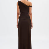 Women’s One-Shoulder Draped Maxi Dress – Elegant Asymmetrical Evening Gown