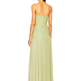 Women’s Pleated Strapless Dress – Flowing Maxi Formal Wear