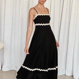 Women's Ruffle Trim Maxi Dress – Tiered Spaghetti Strap Sundress
