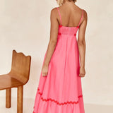 Women's Ruffle Trim Maxi Dress – Tiered Spaghetti Strap Sundress