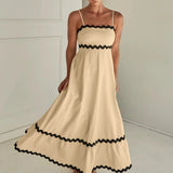Women's Ruffle Trim Maxi Dress – Tiered Spaghetti Strap Sundress