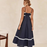 Women's Ruffle Trim Maxi Dress – Tiered Spaghetti Strap Sundress