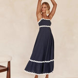 Women's Ruffle Trim Maxi Dress – Tiered Spaghetti Strap Sundress