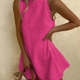 Women’s Scallop Edge Mini Dress – Sleeveless A-Line Summer Dress