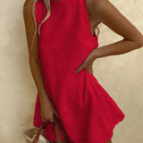 Women’s Scallop Edge Mini Dress – Sleeveless A-Line Summer Dress