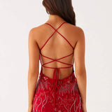 Women’s Sequin Cami Mini Dress – Strappy Backless Party Dress