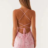 Women’s Sequin Cami Mini Dress – Strappy Backless Party Dress