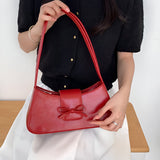 Women’s Shoulder Bag – Bow Detail PU Leather Small Purse