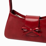 Women’s Shoulder Bag – Bow Detail PU Leather Small Purse