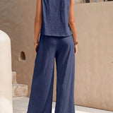 Women’s Sleeveless Wide-Leg Two-Piece Set – Relaxed Summer Outfit