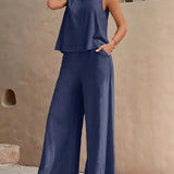 Women’s Sleeveless Wide-Leg Two-Piece Set – Relaxed Summer Outfit