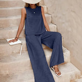 Women’s Sleeveless Wide-Leg Two-Piece Set – Relaxed Summer Outfit