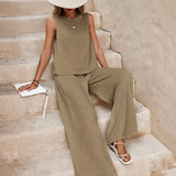 Women’s Sleeveless Wide-Leg Two-Piece Set – Relaxed Summer Outfit