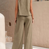 Women’s Sleeveless Wide-Leg Two-Piece Set – Relaxed Summer Outfit