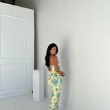 Women’s Spaghetti Strap Floral Maxi Dress – Sleeveless Bodycon Summer Dress