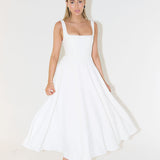 Women’s Square Neck A-Line Midi Dress – Timeless Tailored Silhouette
