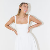 Women’s Square Neck A-Line Midi Dress – Timeless Tailored Silhouette