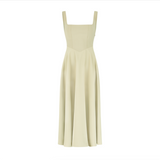 Women’s Square Neck A-Line Midi Dress – Timeless Tailored Silhouette