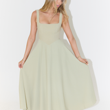 Women’s Square Neck A-Line Midi Dress – Timeless Tailored Silhouette