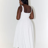 Women’s Square Neck A-Line Midi Dress – Timeless Tailored Silhouette