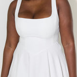 Women’s Square Neck A-Line Midi Dress – Timeless Tailored Silhouette
