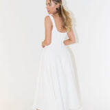 Women’s Square Neck A-Line Midi Dress – Timeless Tailored Silhouette